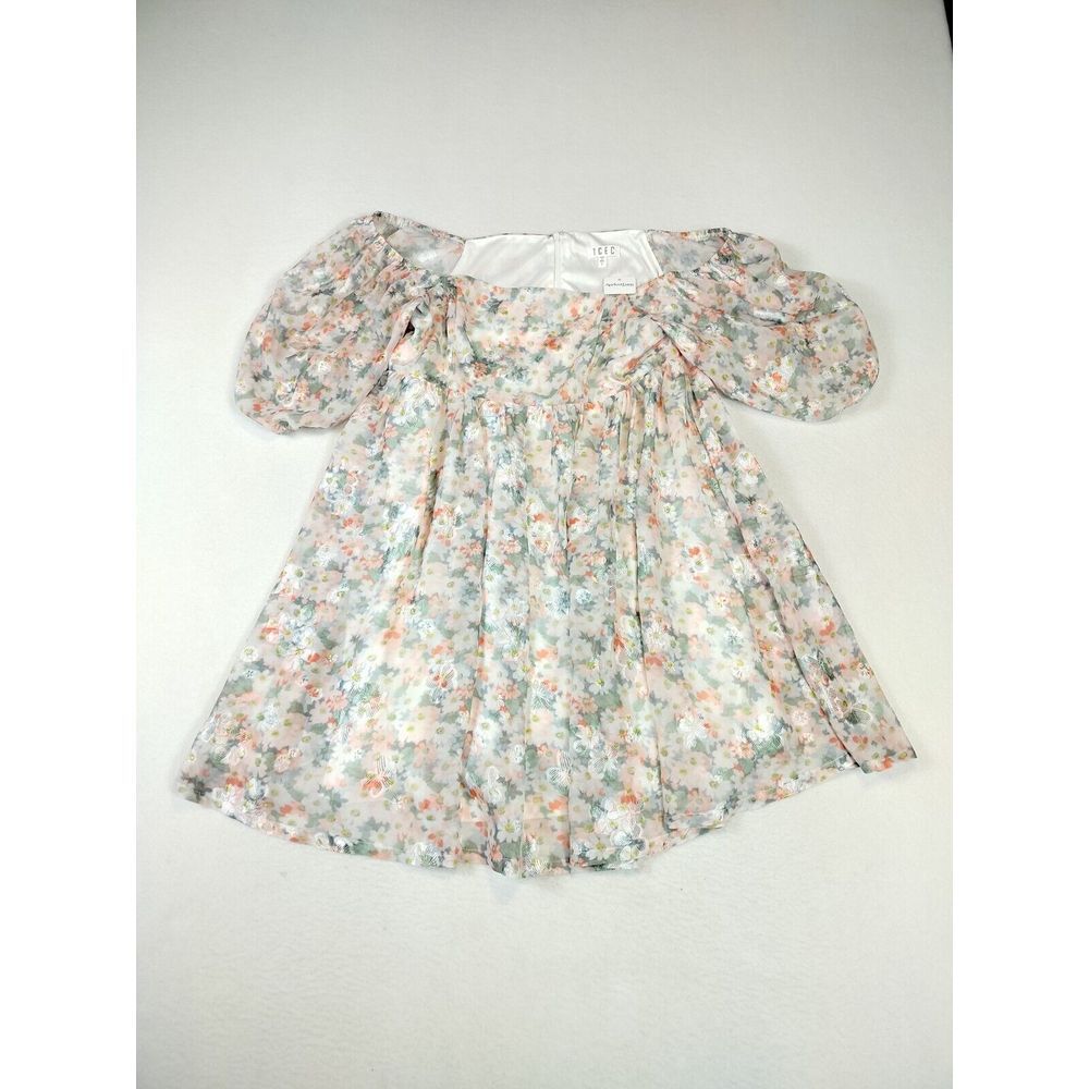 Babydoll‎ Dress Women's Large Pink Puff Sleeve Floral Short Sleeve TCEC 1/4 Zip